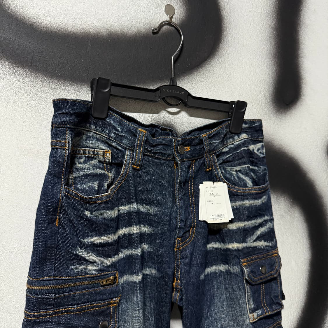 VTG 빈티지 멀티 포켓 더티 워싱 락 펑크 카고 데님 팬츠 상품이미지3