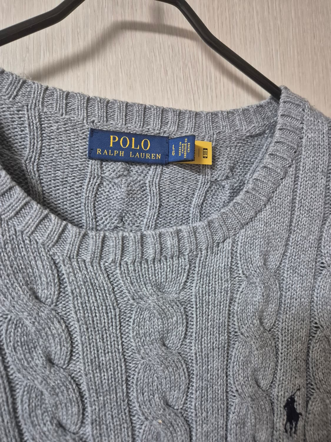 (22년) 폴로 랄프로렌 케이블 니트 라지 신형 큐알 꽈배기니트 라지 상품이미지3