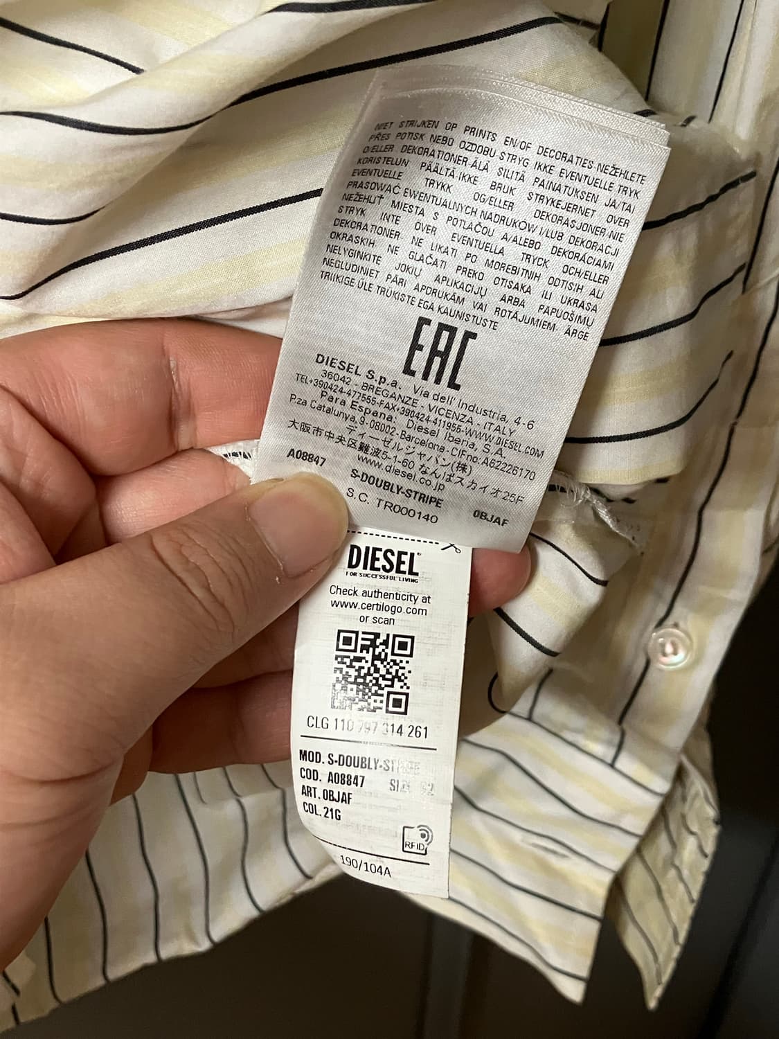 디젤 스트라이프 셔츠 상품이미지5