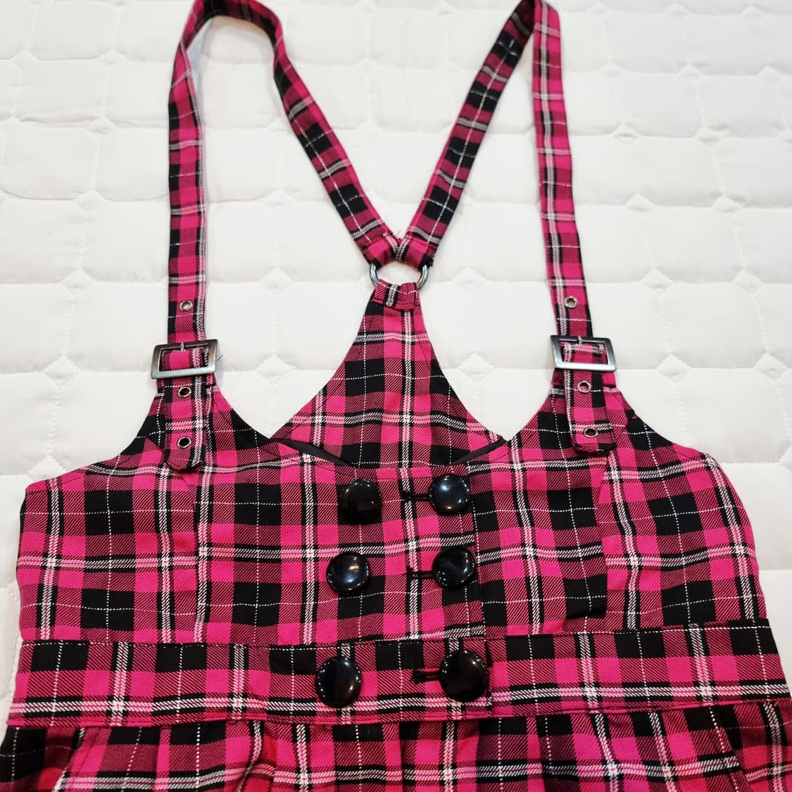 핑크 체크 멜빵 튜닉(미니원피스) 상품이미지2