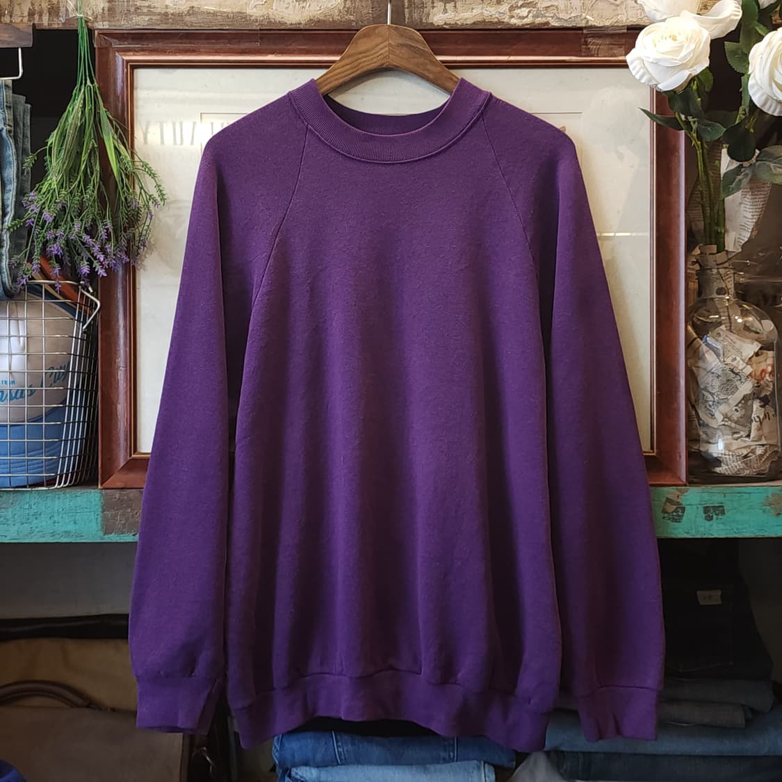 90s 프룻오브더룸 빈티지 스웻셔츠 플레인 스웻셔츠 페이딩 퍼플 xl 상품이미지1