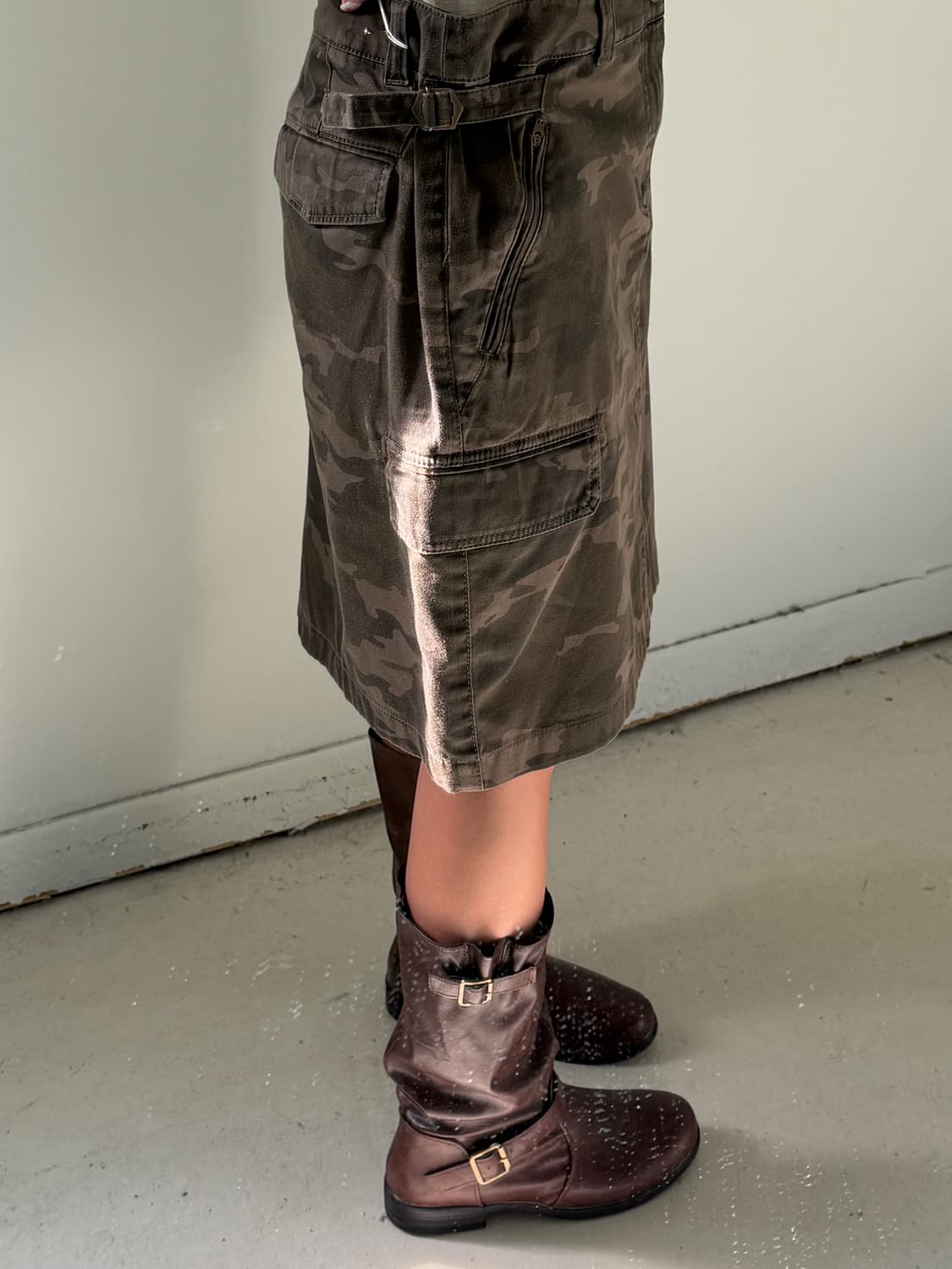 일본빈티지 카모 카고 미디스커트 상품이미지1