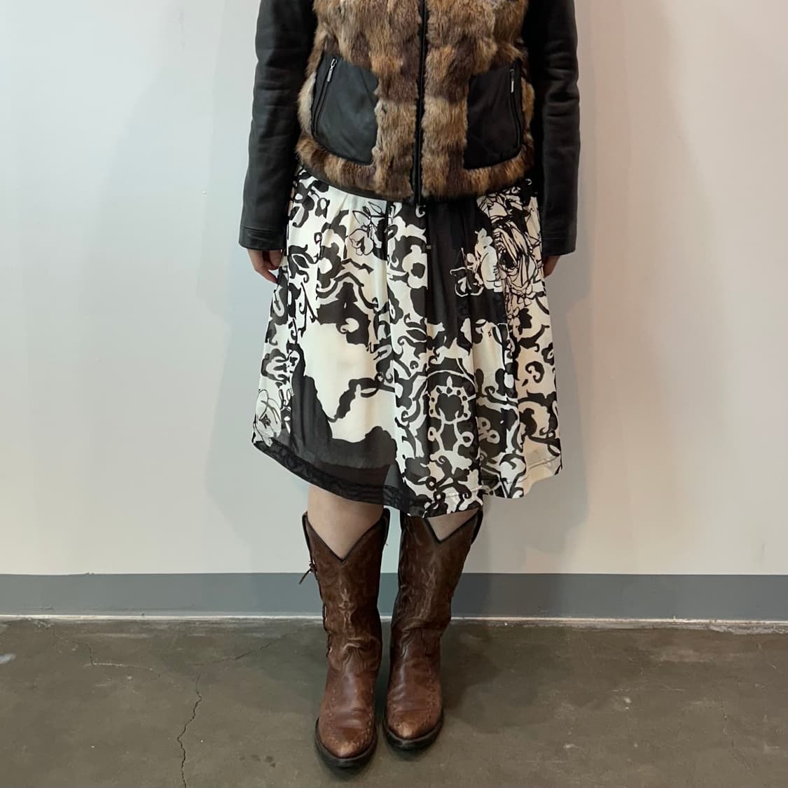  브라운 오리엔탈 미디 스커트 상품이미지4