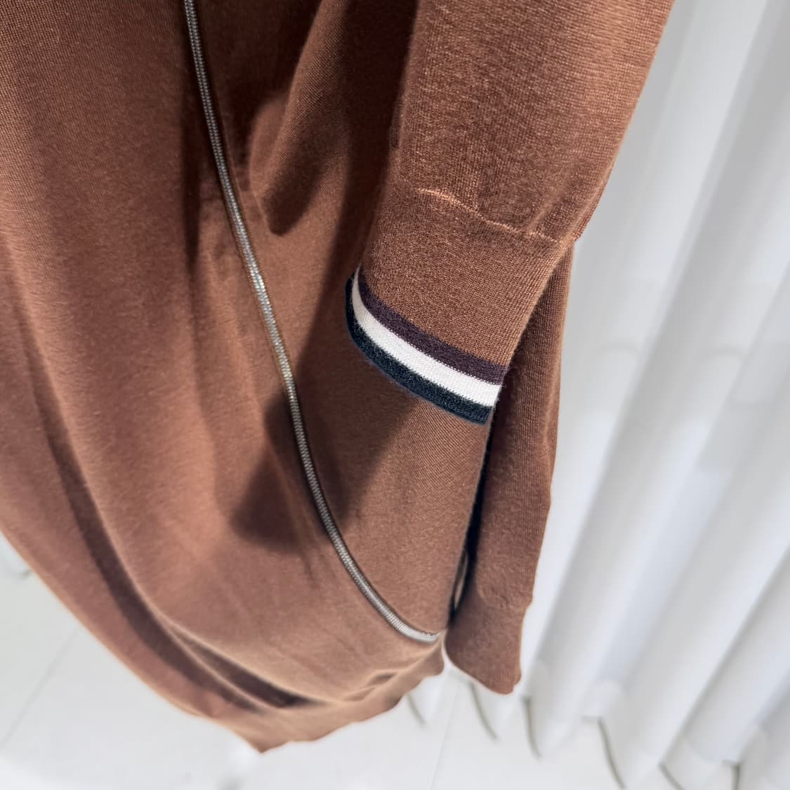 (A+/L) / 에르메스 스트라이프 캐시미어 니트 집업 브라운 상품이미지5