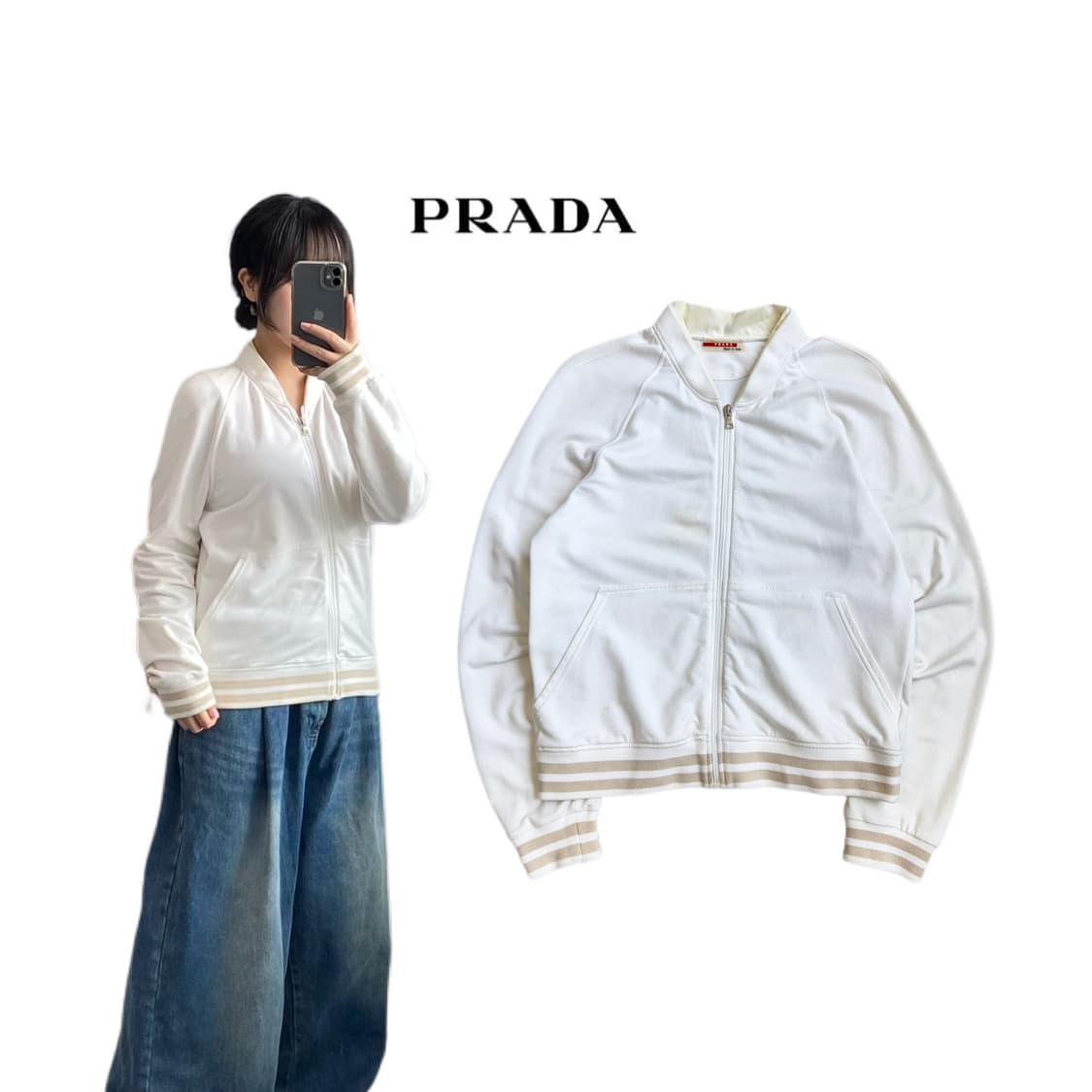 프라다 스포츠 00s 코튼 봄버 집업 자켓 상품이미지1