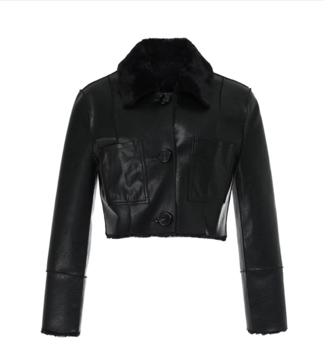 낫유어로즈 숏 리버시블 레더 무스탕 상품이미지2