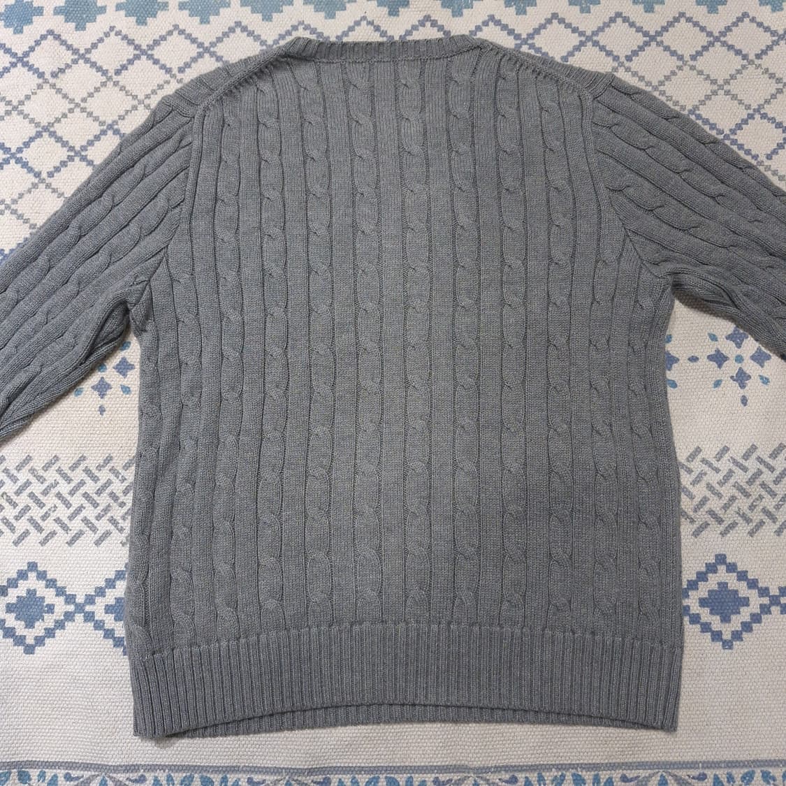 폴로랄프로렌 그레이 화이트포니 케이블 꽈배기 패턴 코튼 라운드넥 니트 S 상품이미지9