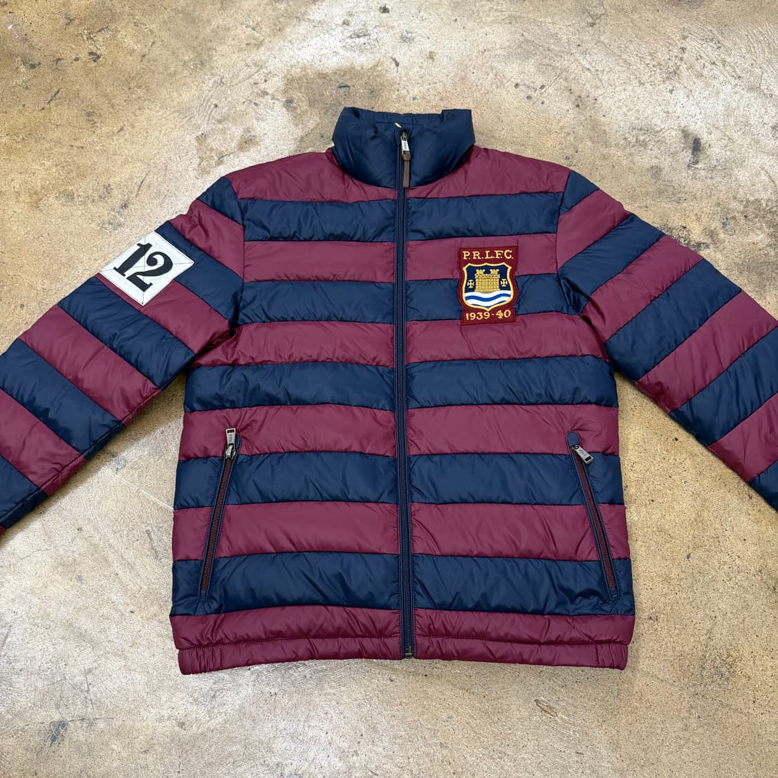 폴로 랄프로렌 스트라이프 네이비 버건디 숏패딩  상품이미지3