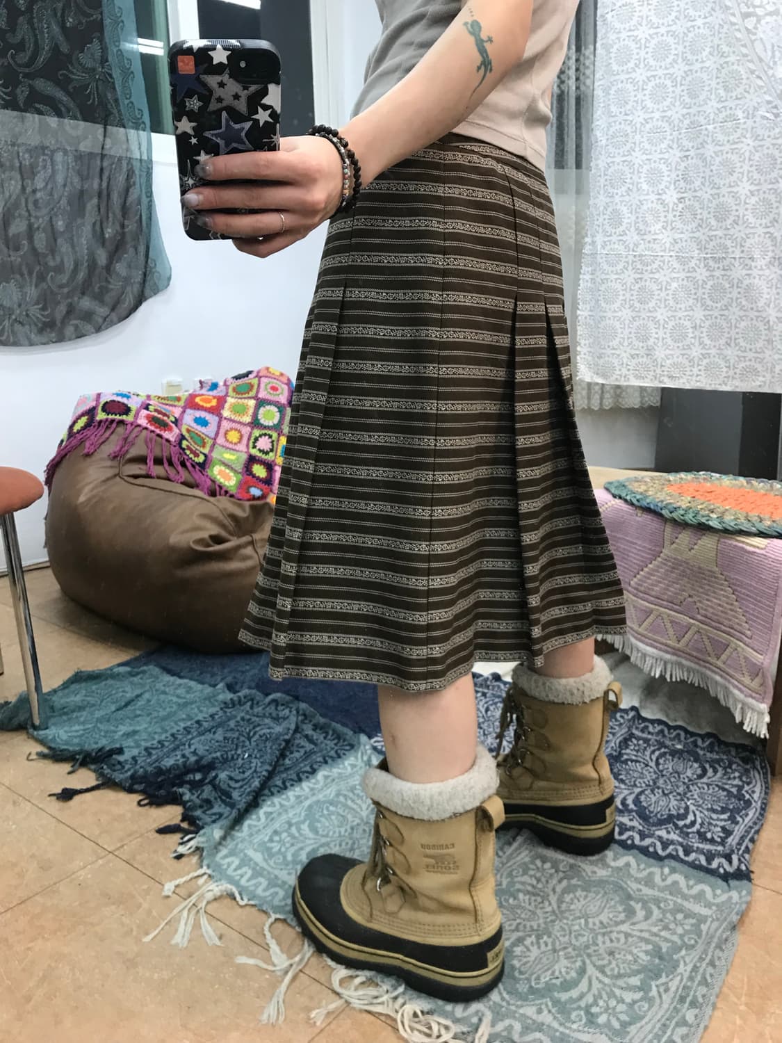 베스티벨리 besti belli 패턴 턱 미디스커트  상품이미지2