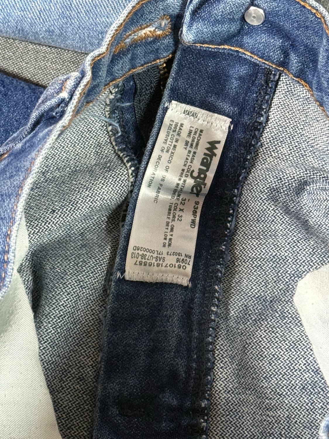 Wrangler 936PWD 진청 데님팬츠 스트레이트핏 (32x32) 상품이미지5