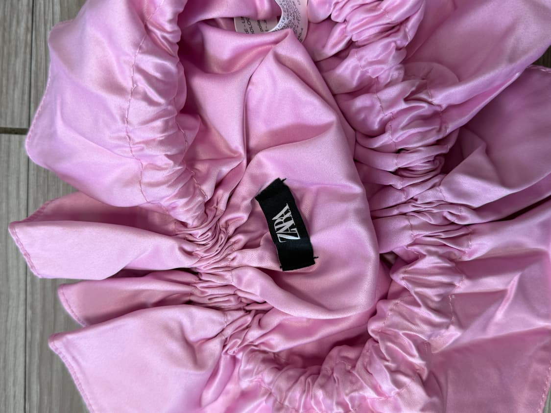 자라 프릴 새틴 버킷백 핑크 상품이미지5