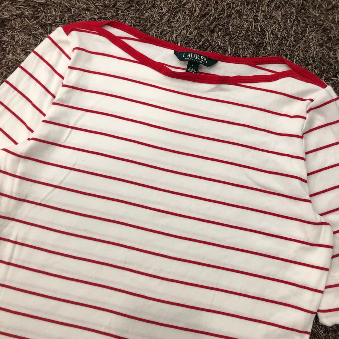 L 로렌 랄프로렌 여성 스트라이프 반팔 티셔츠 상품이미지2