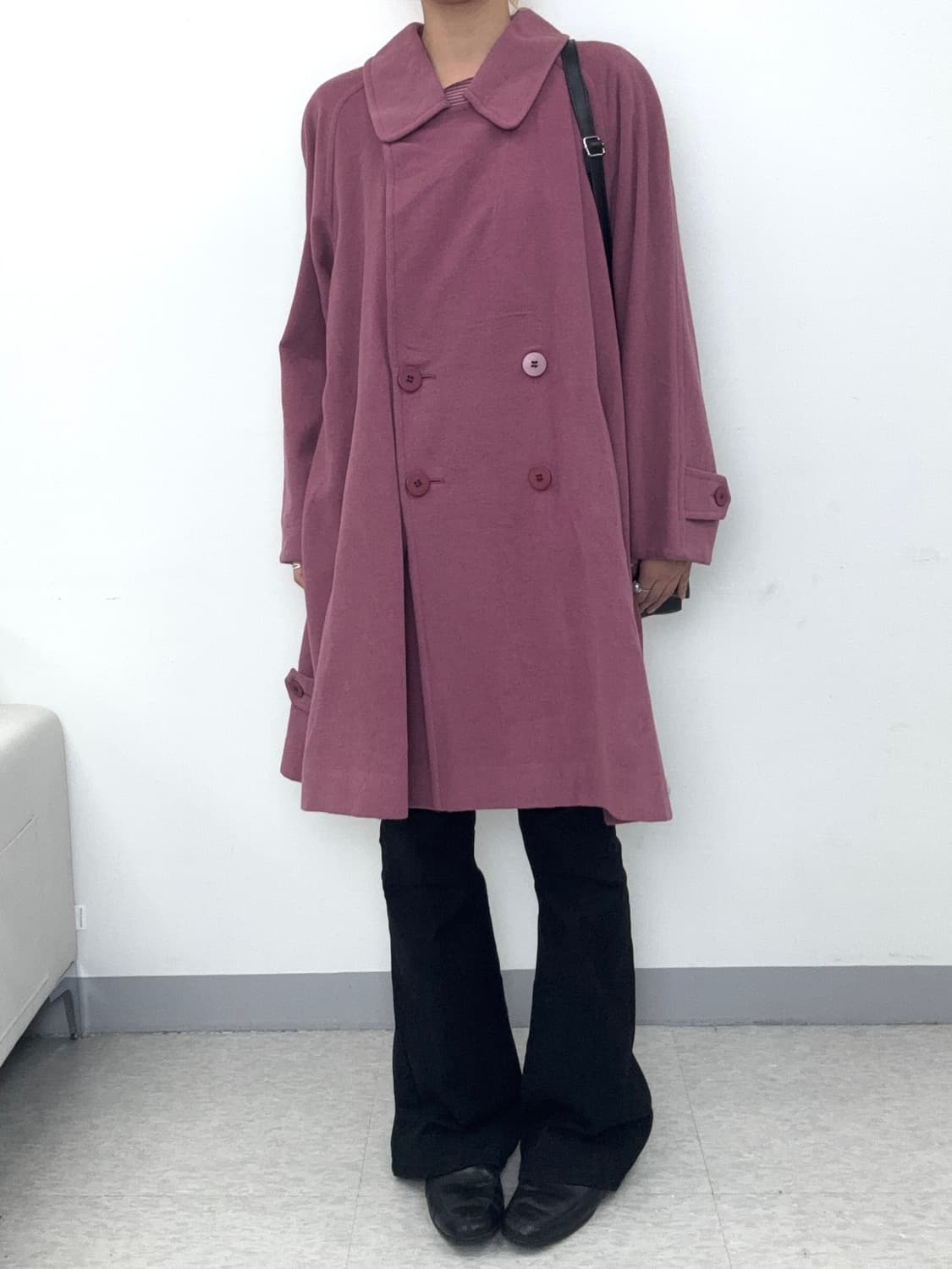 빈티지 울 95% 핑크 더블 코트 상품이미지8