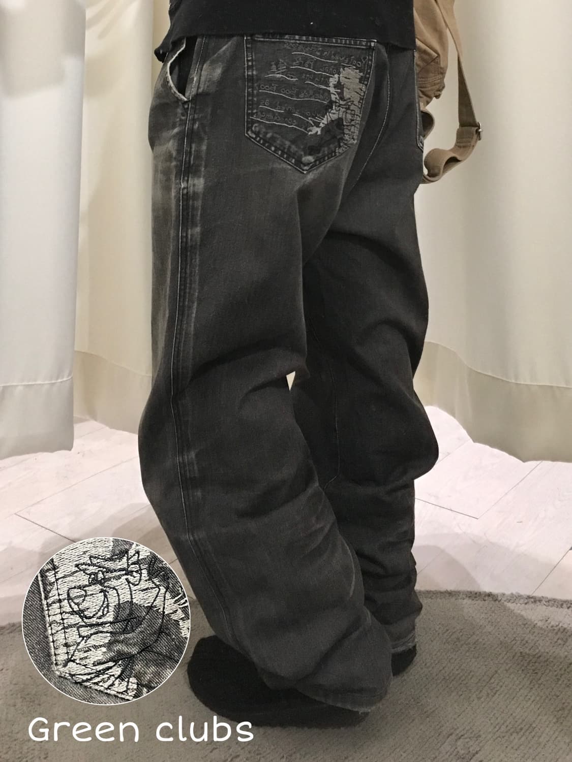 그린클럽 오버핏 자수 팬츠 상품이미지1