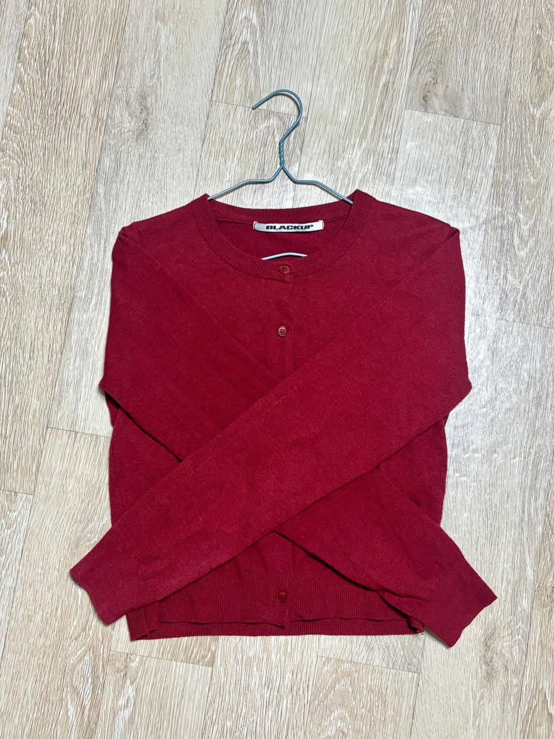 블랙업 라운드 가디건 레드 상품이미지2