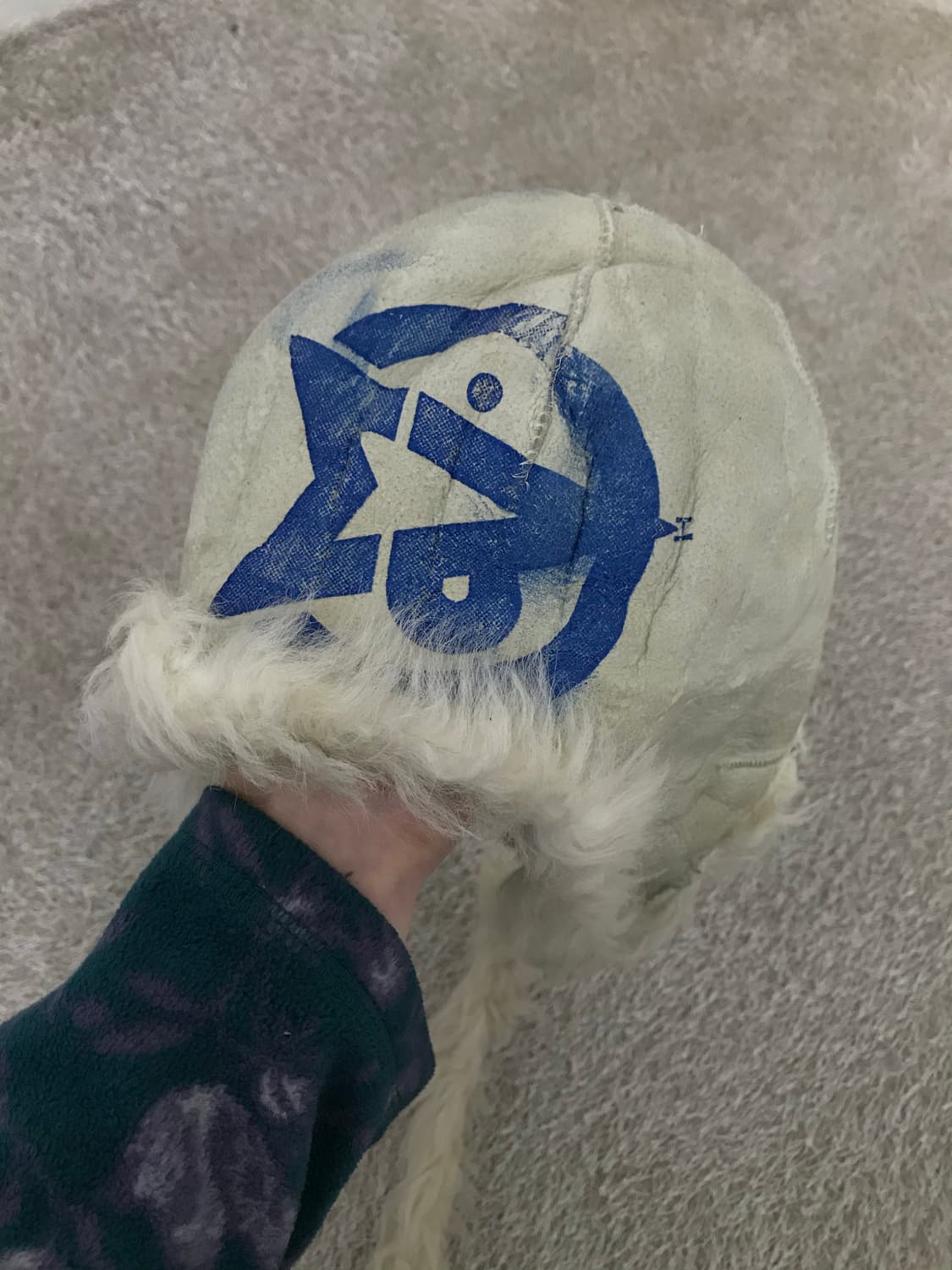 빈티지 아이보리 레더 퍼 모자 상품이미지4