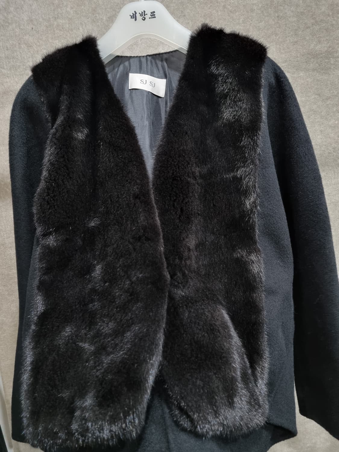 여성 55size SJSJ 핸드메이드 울캐시미어 혼방 밍크 자켓 한섬 상품이미지3