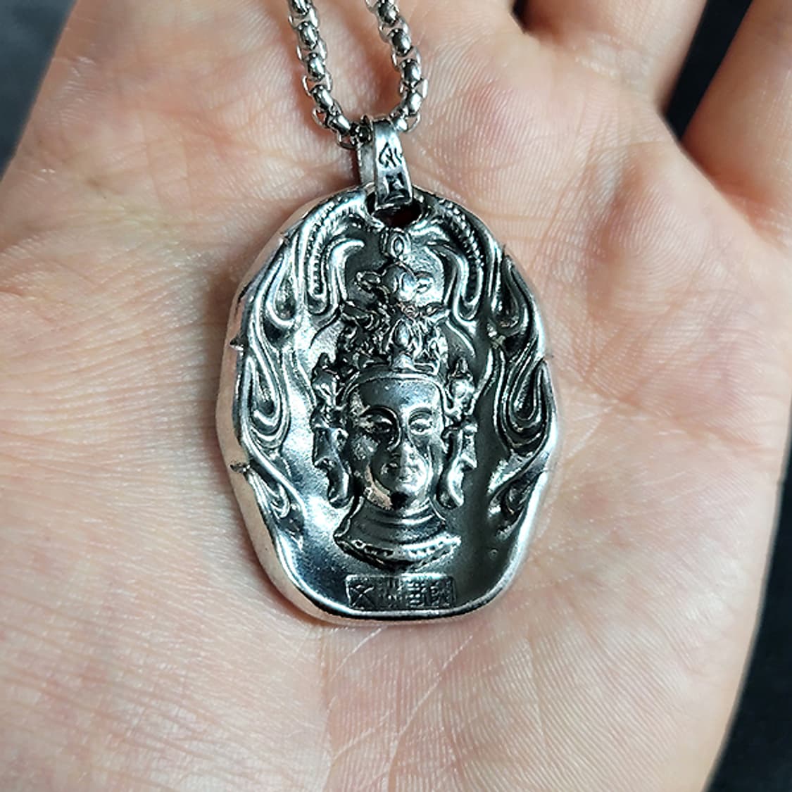Manjushri 백동 펜던트 엔틱 부처님 문수보살 남자 목걸이 상품이미지6