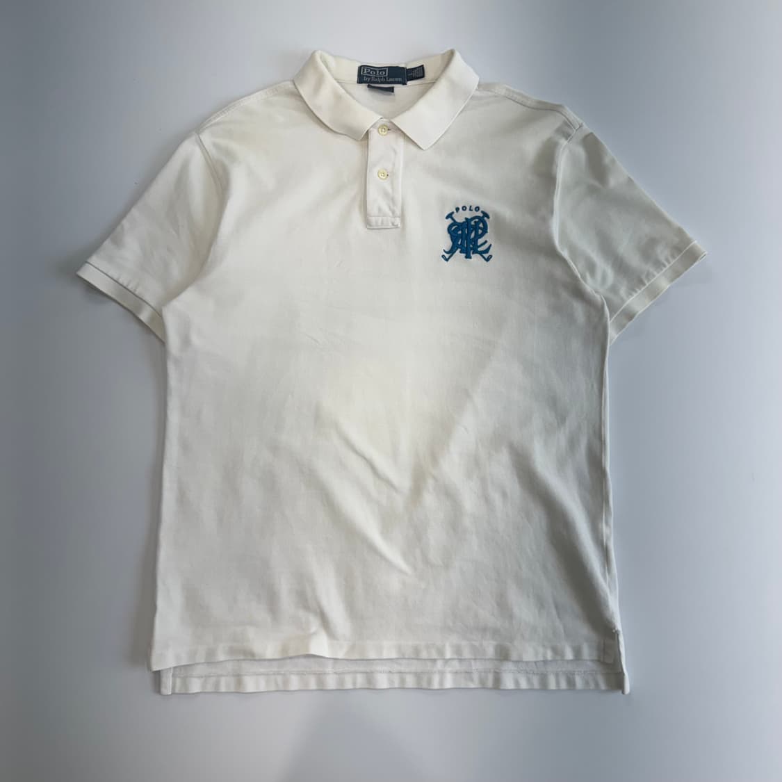 Polo 폴로 블루 로고 아이보리 카라 반팔티 상품이미지3