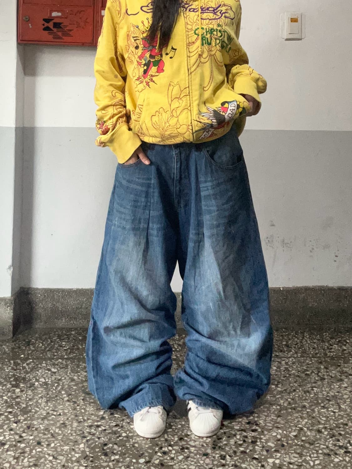 90s ROCA WEAR 워크웨어 워싱 데님 배기와이드팬츠 상품이미지2