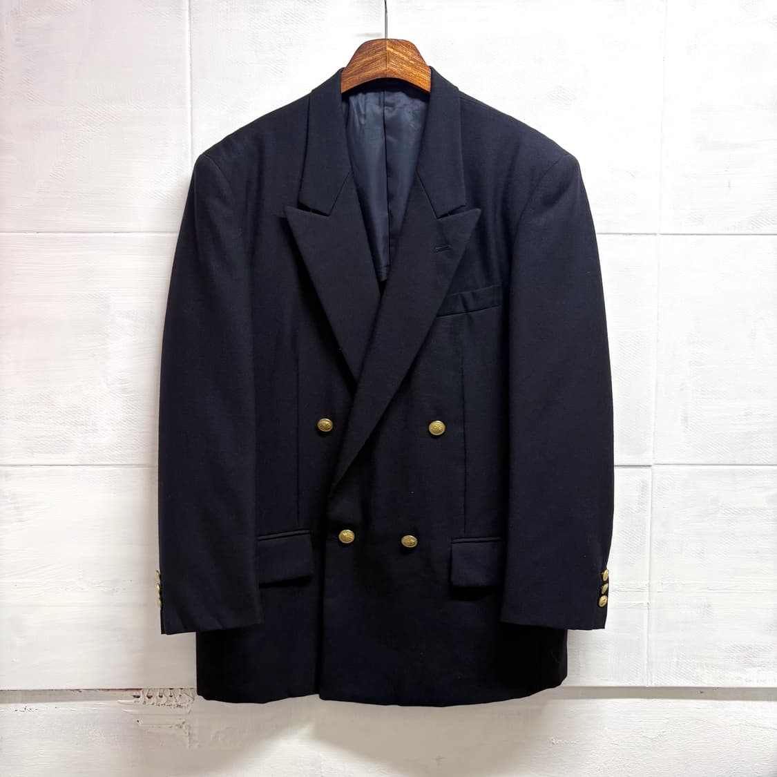 다크네이비 금장 버튼 울 더블 자켓 블레이져 JPN 상품이미지1