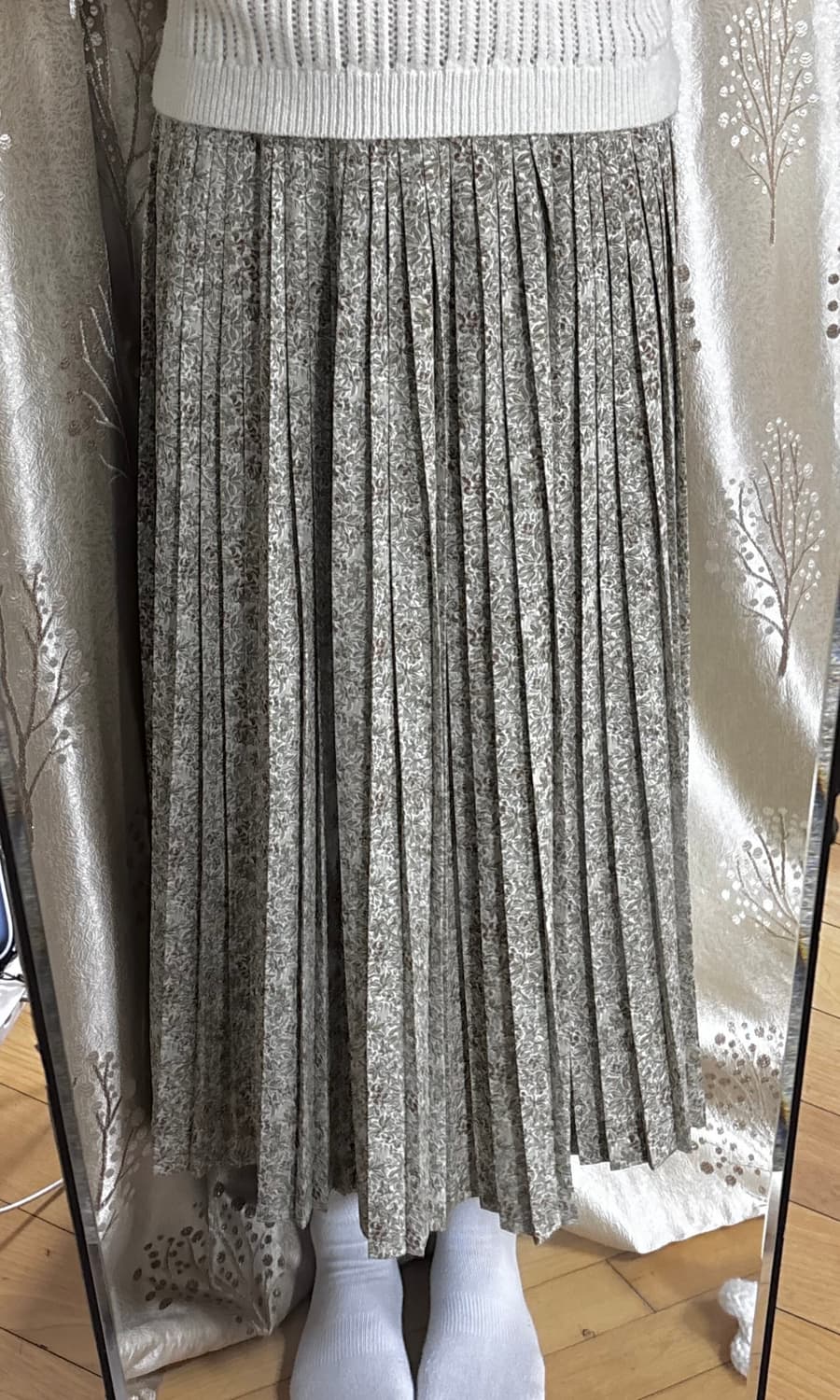 빈티지 꽃 롱 플리츠 스커트 상품이미지1