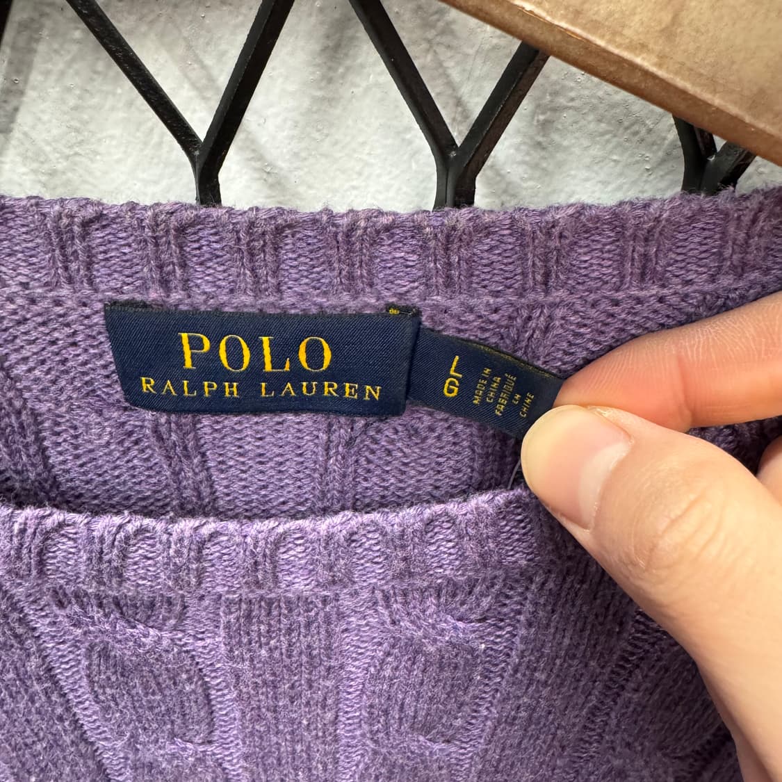 폴로 랄프로렌 케이블 니트 화이트 포니 포인트 퍼플 상품이미지6