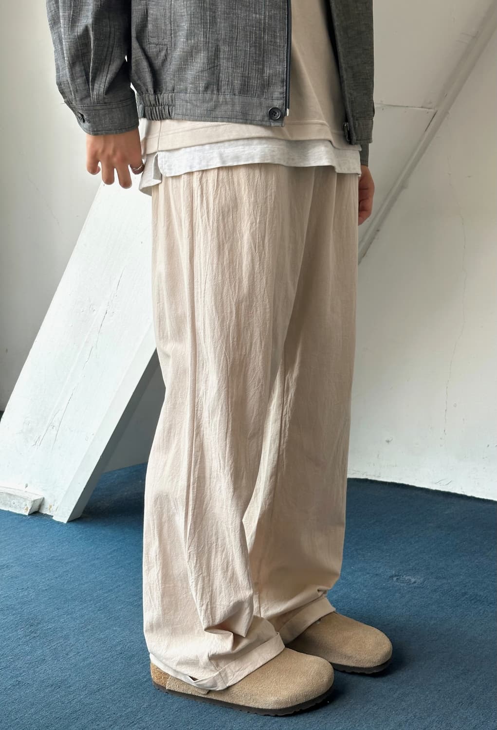 Light crinkle cotton turn up easy pants 상품이미지9