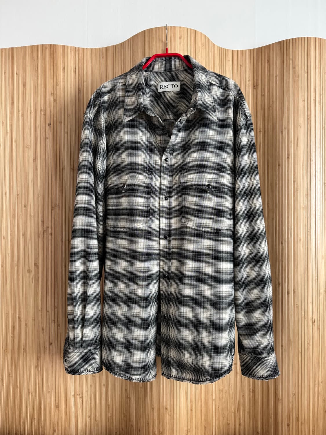 L사이즈 렉토(RECTO) 옴브레 체크 셔츠 상품이미지2