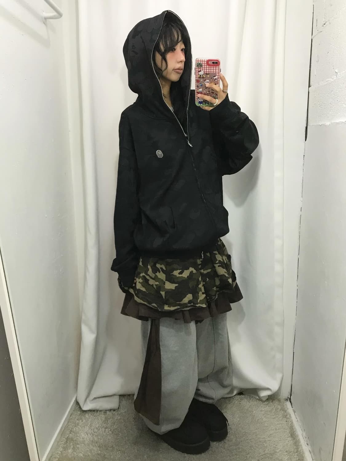 Bape Black Camouflage Two way Hood Zip 상품이미지4