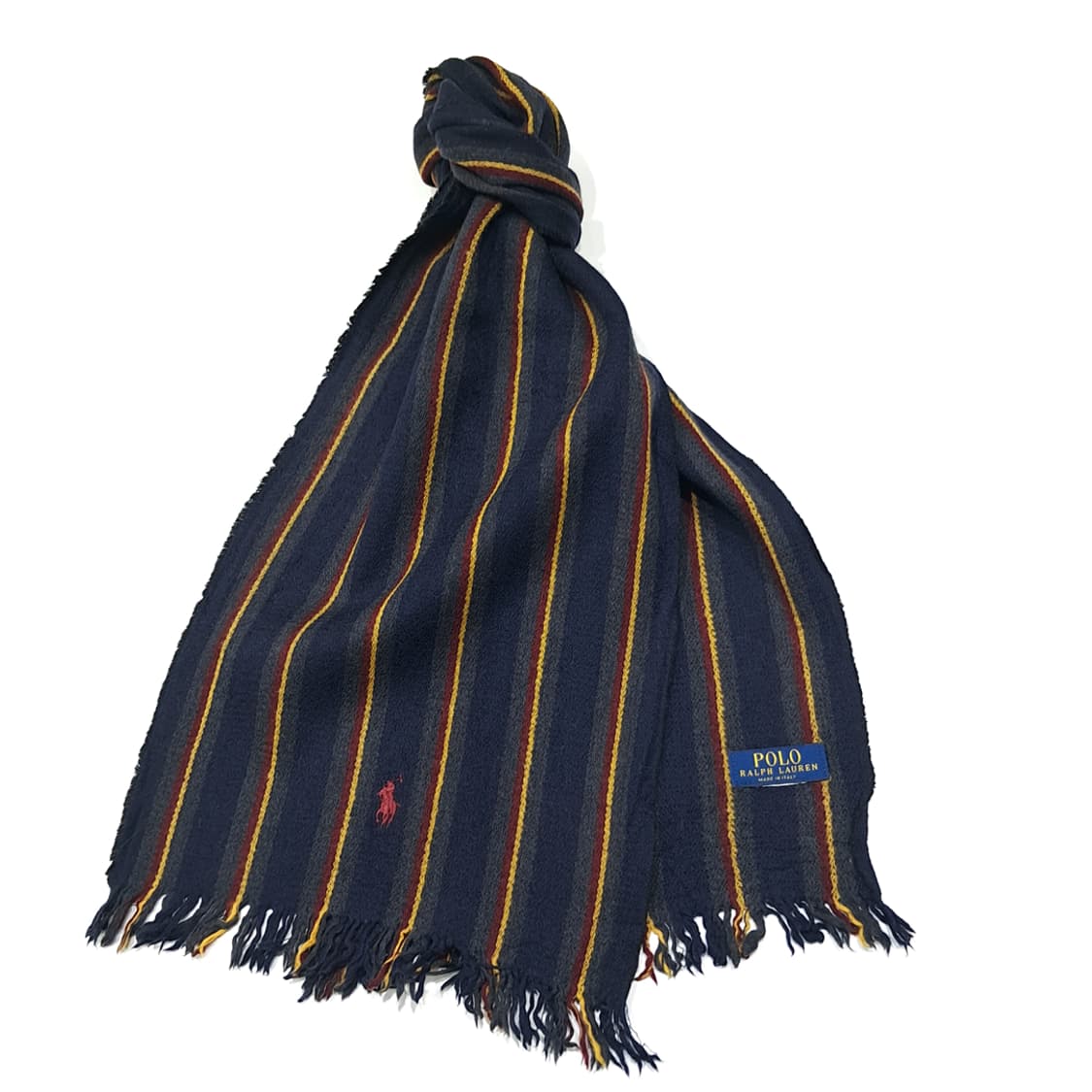MX510 폴로 90s 이태리판 울 스트라이프 레드포니 머플러 목도리 상품이미지2
