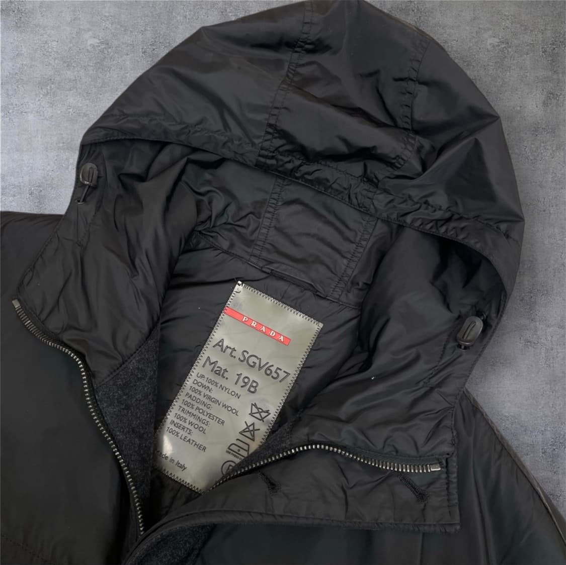 프라다 Prada 블랙 차콜 나일론 울 믹스 후드 자켓 점퍼 52 상품이미지3