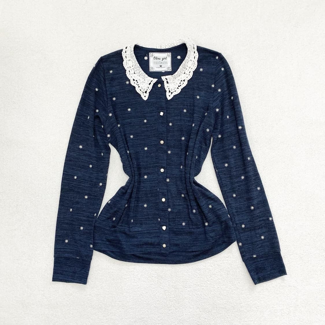 올리브데올리브 데이지 자수 카라 가디건 상품이미지1