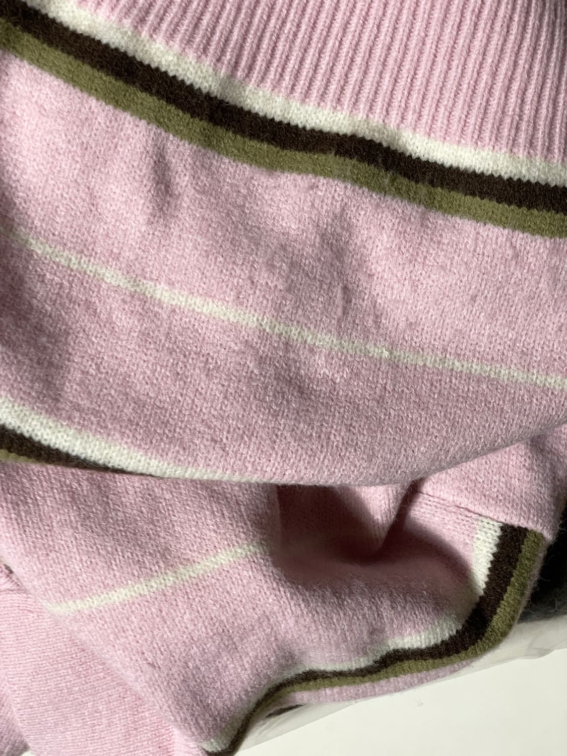 멜로토리 스트라이프 니트 카라 티셔츠 핑크 상품이미지2