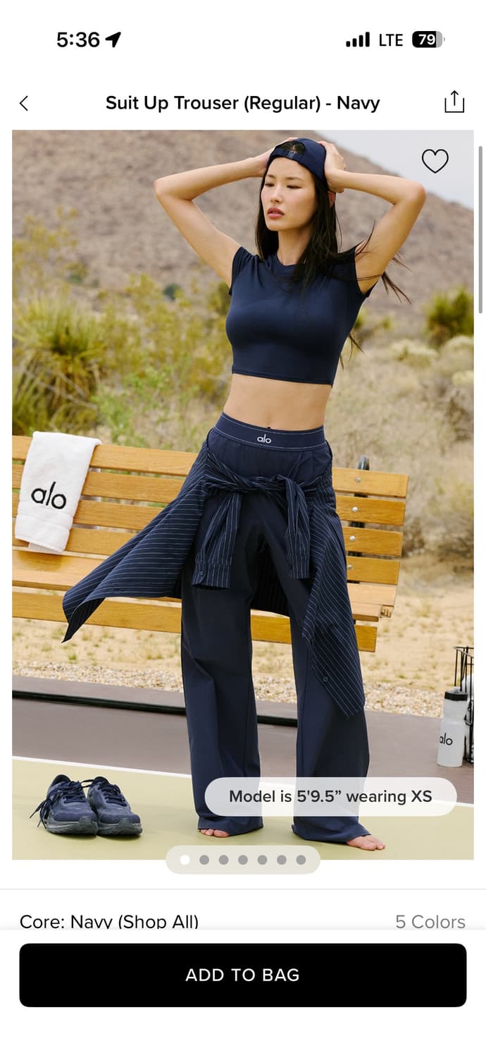 Alo 알로 수트업 트라우저 레귤러 S 네이비 새상품 상품이미지1