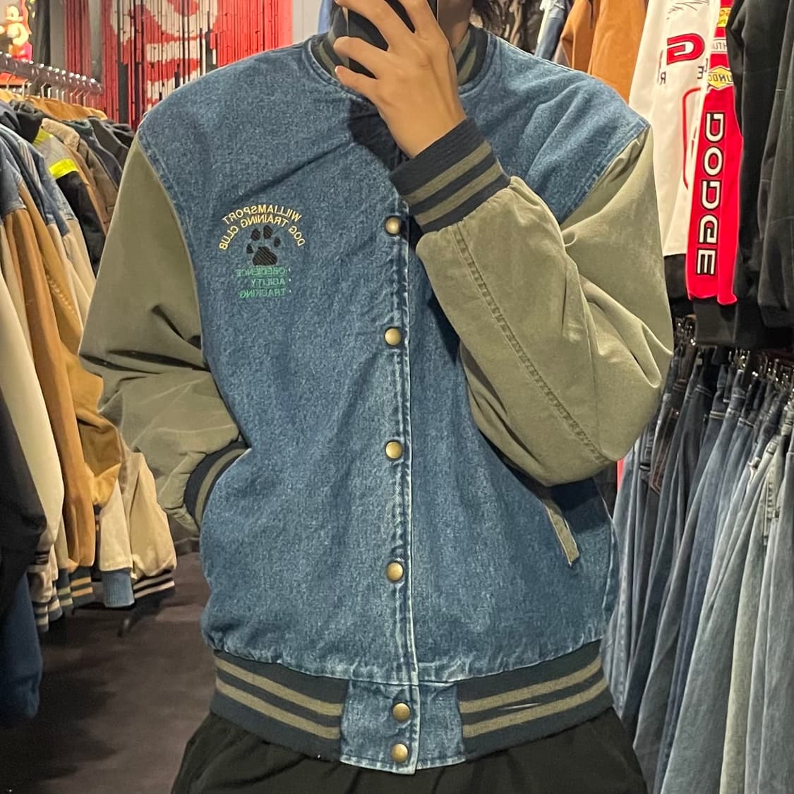[IM] VTG 빈티지 데님 카키 바시티 자켓 상품이미지2