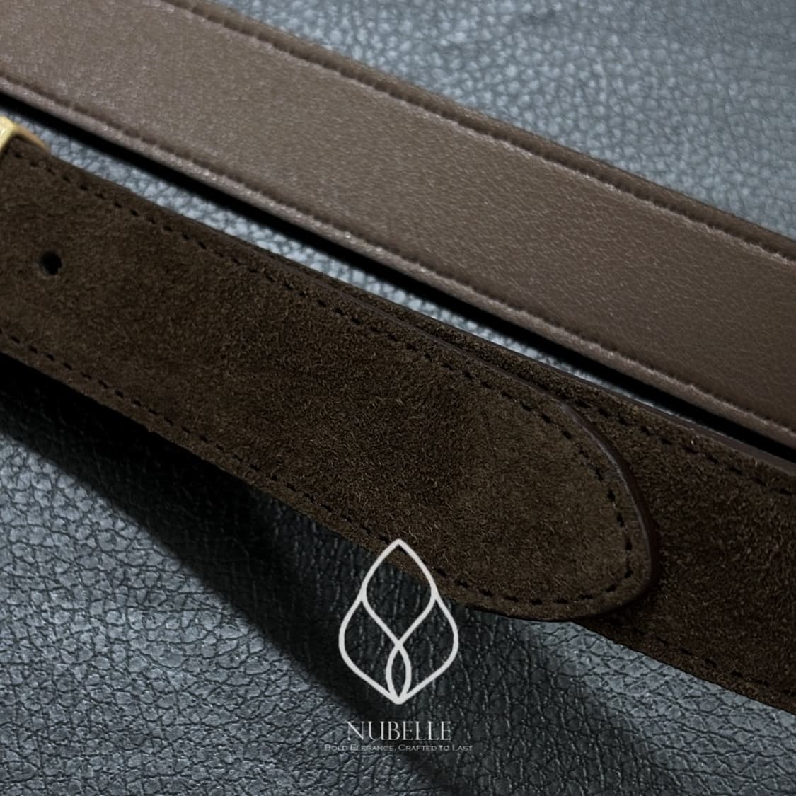 🌗 Satin gold suede belt / 이태리 스웨이드가죽 벨트 상품이미지4