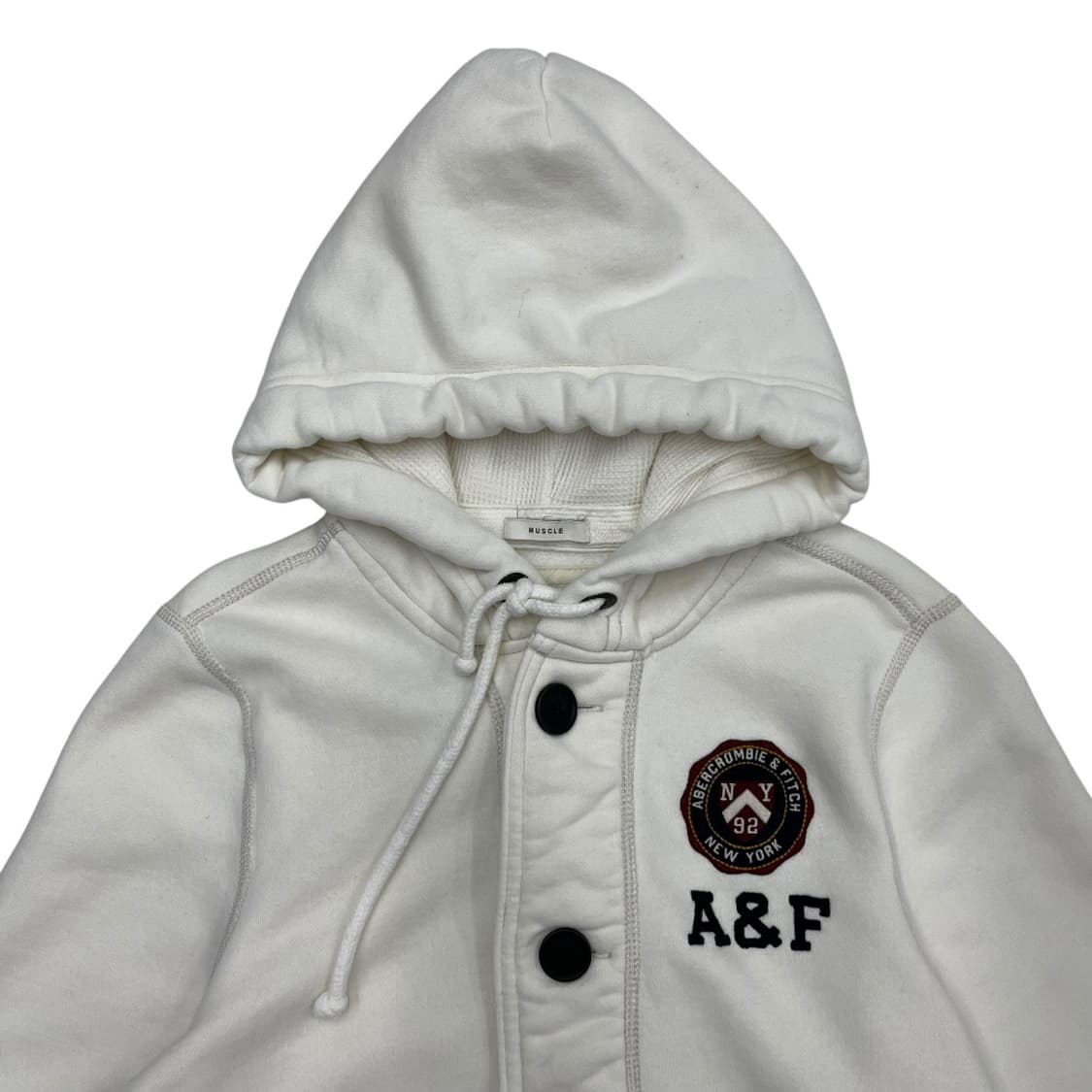 아베크롬비 뉴욕로고 아이보리 버튼 후드자켓 S 상품이미지3