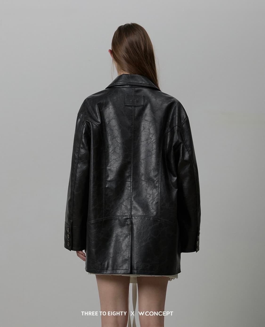 쓰리투에이티 스플릿 레더 자켓 블랙 상품이미지4