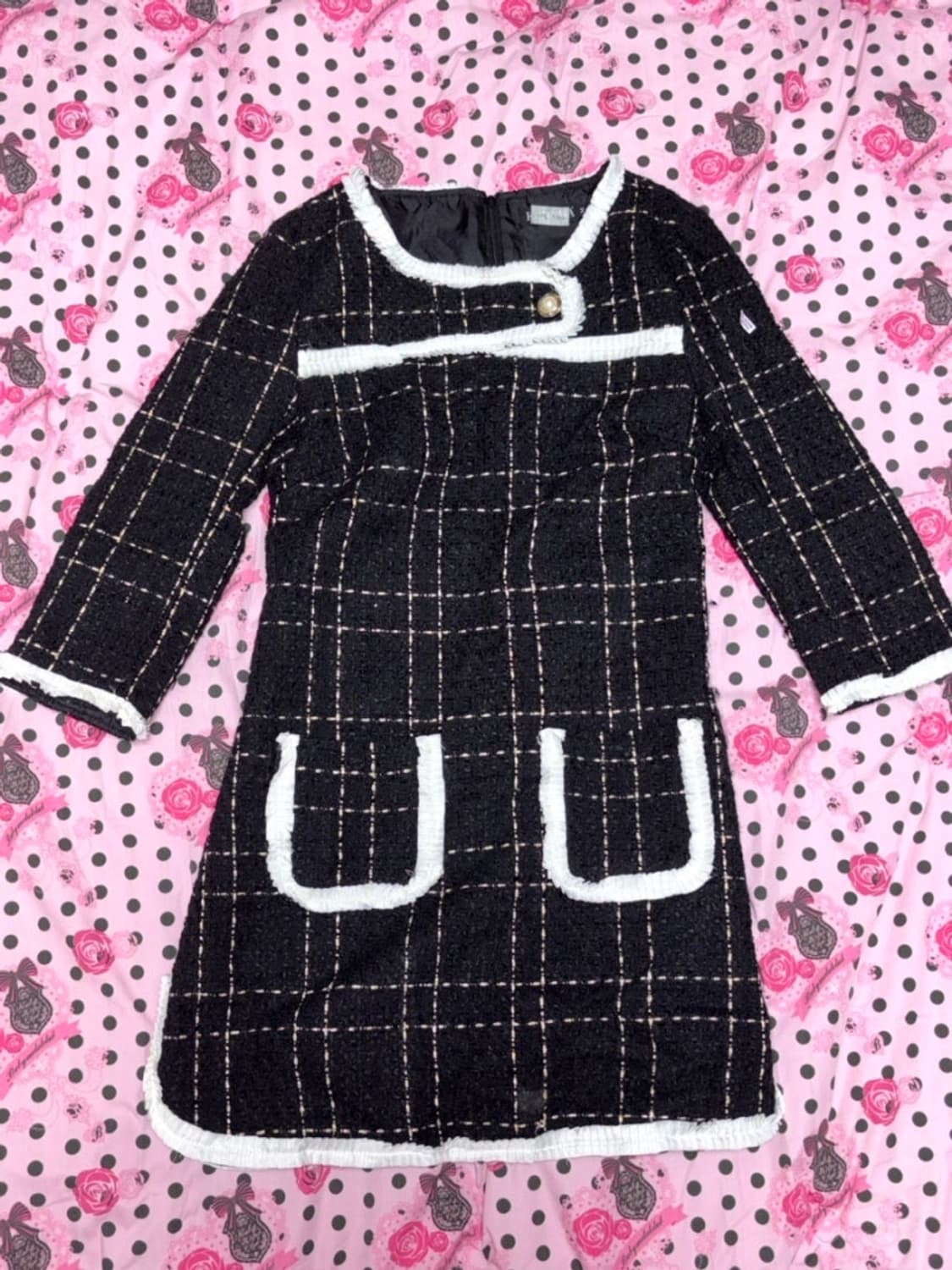 블랙 트위드 원피스 상품이미지1