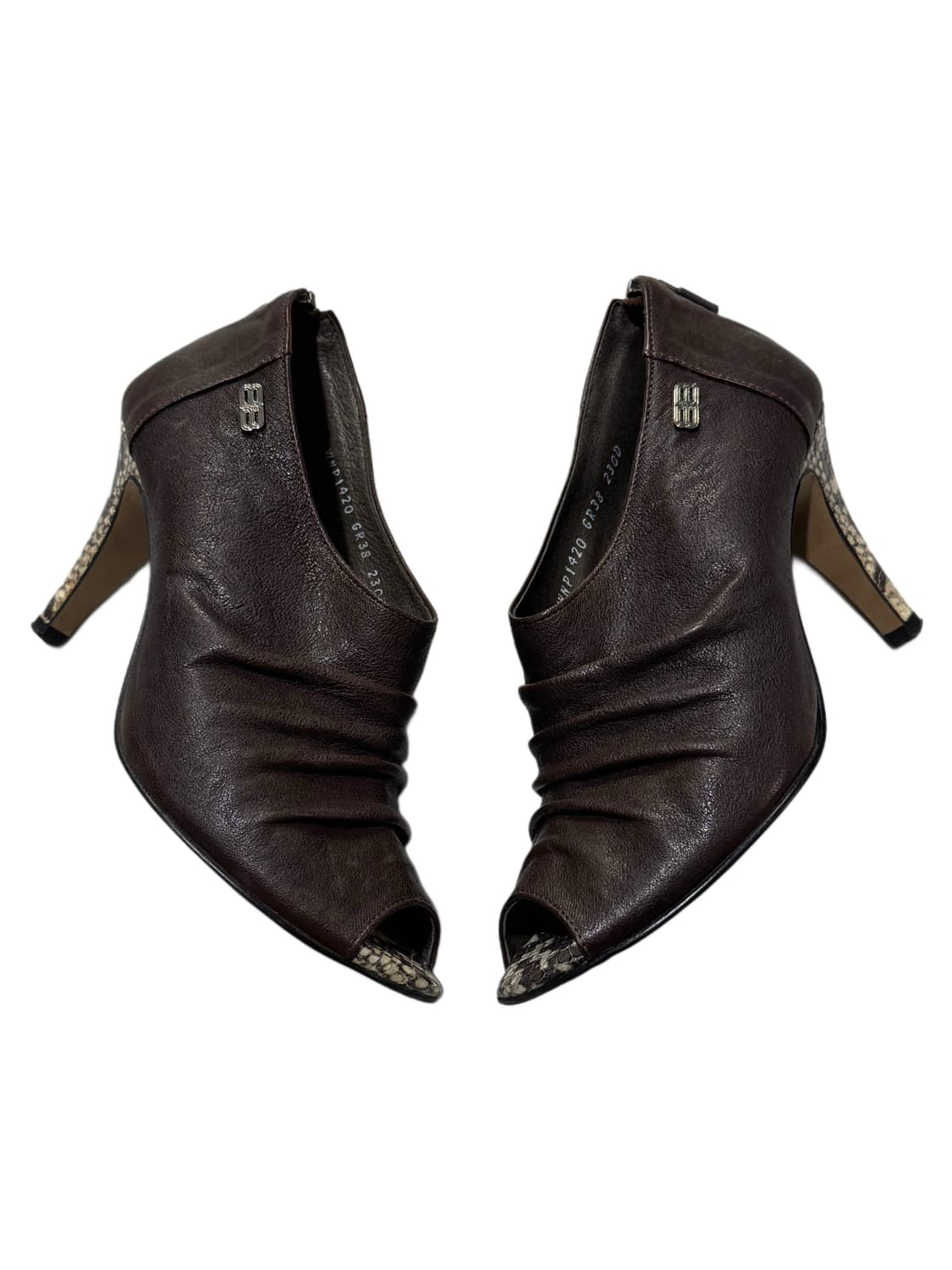 발렌시아가 오픈 토 레더 파이톤 힐 상품이미지1