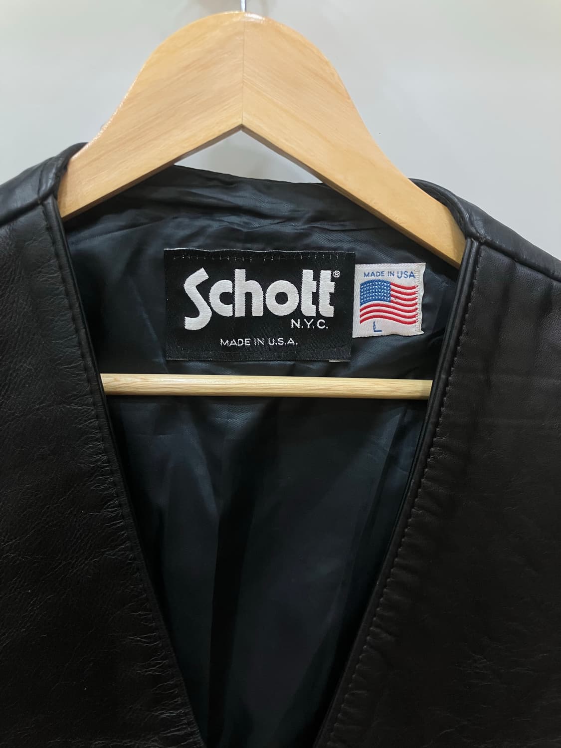 schott 424v 쇼트 레더 베스트 상품이미지3