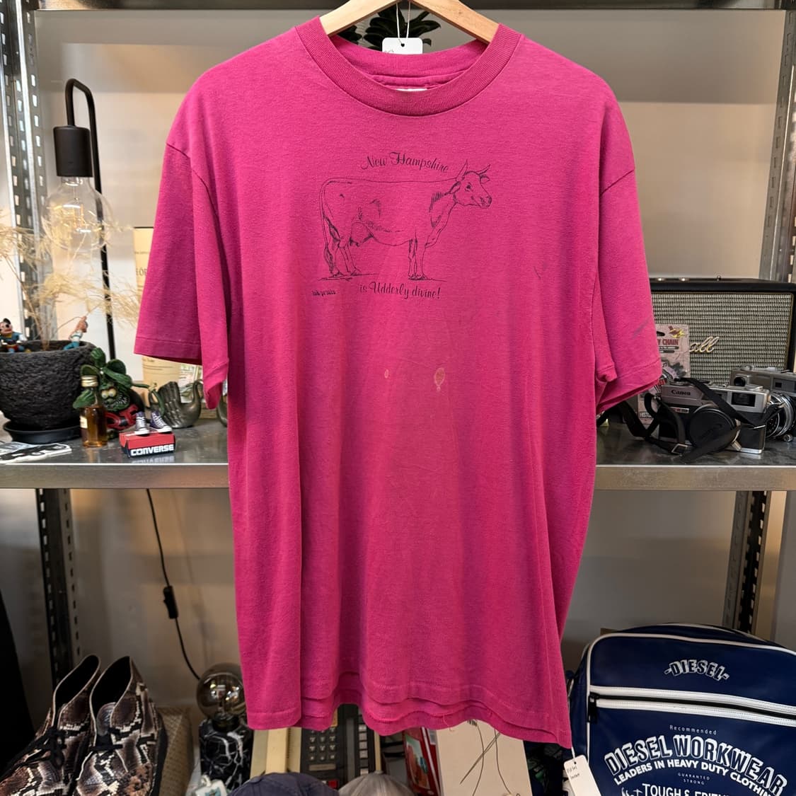  90S 뉴 햄프셔 소 그래픽 핑크 XL MADE IN USA 상품이미지1