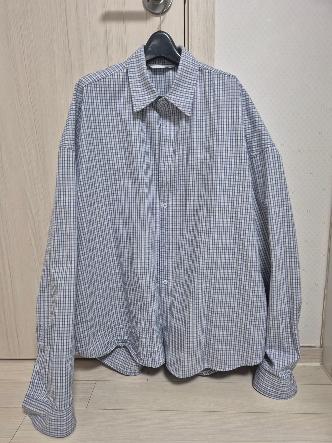 [1] 논노드 플렉서블 스트링 체크셔츠 재패니즈 스카이블루 상품이미지1