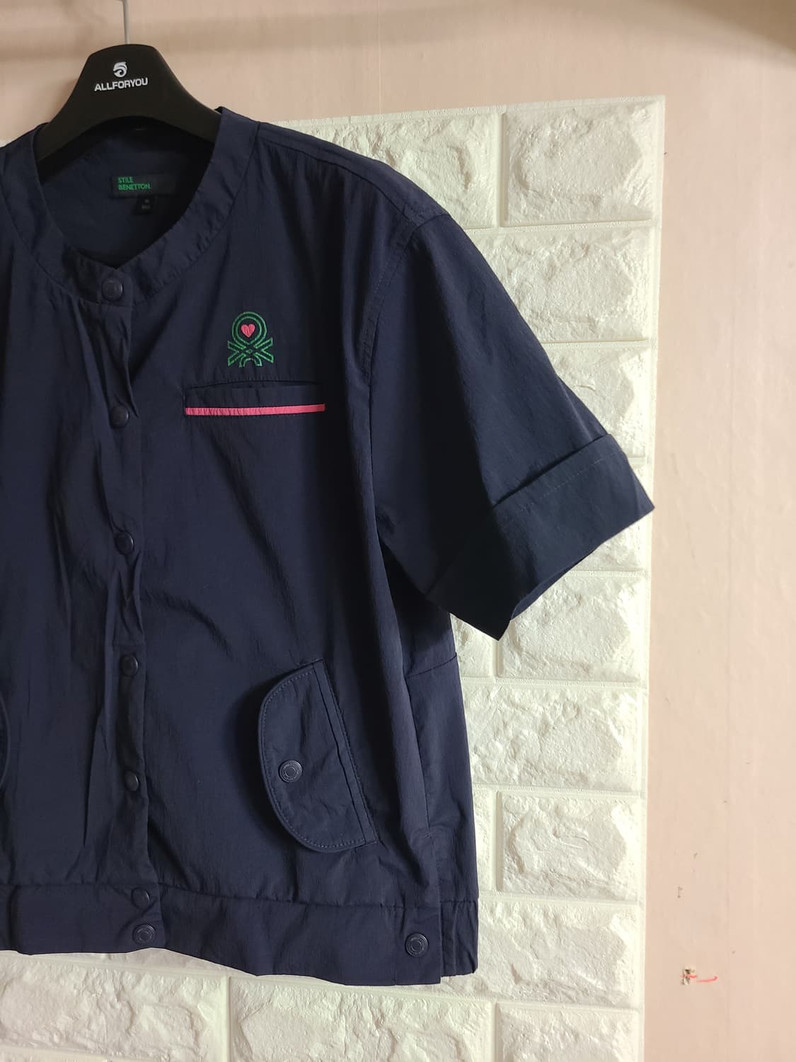 베네통 네이비 반팔 자켓 M(95) 상품이미지2