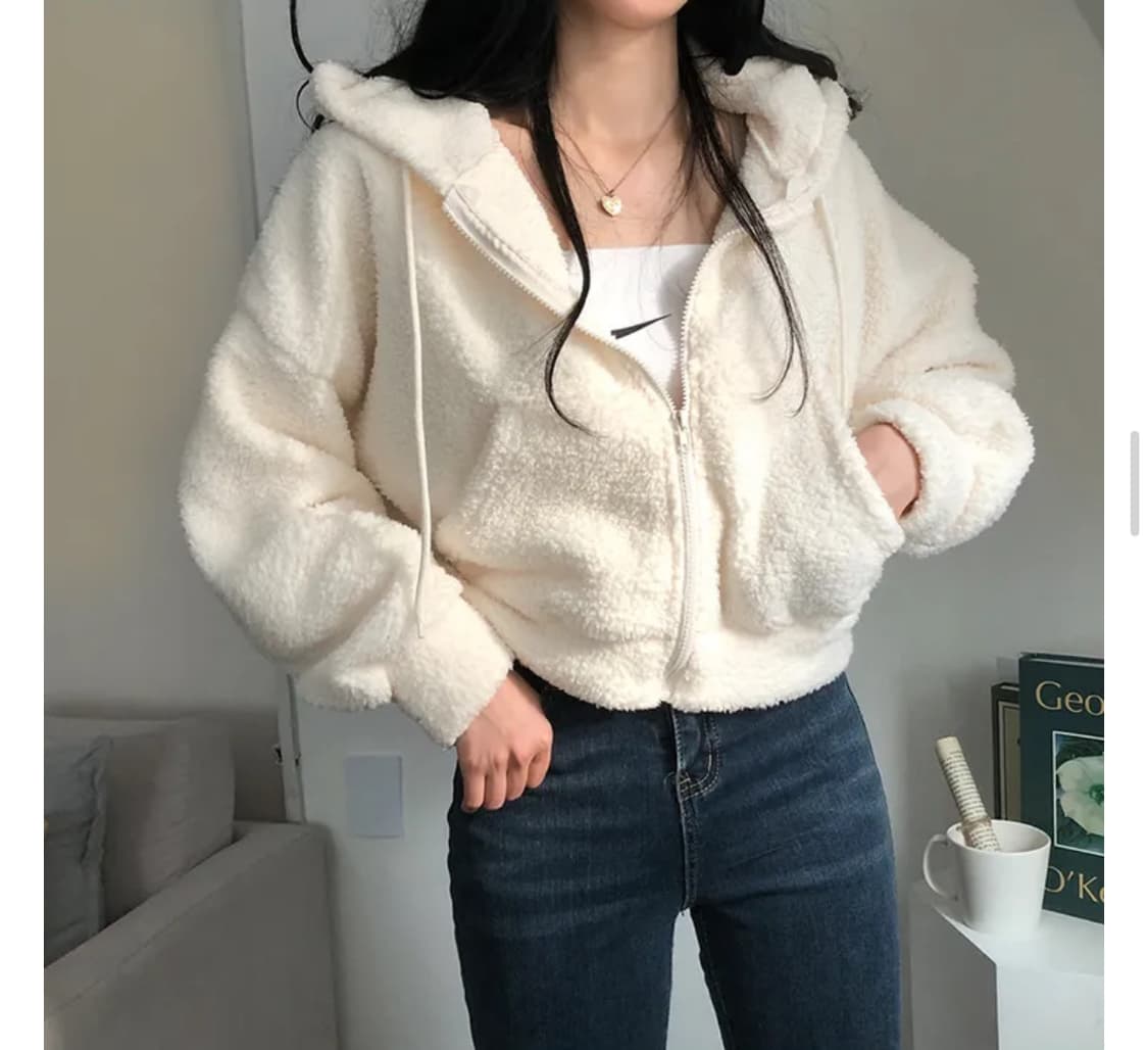양털 크롭 후드집업 상품이미지1