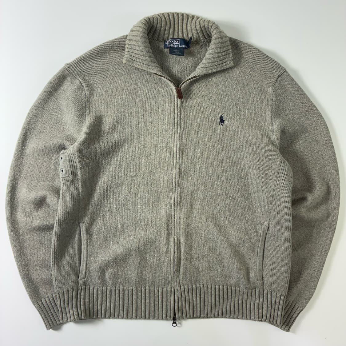 Polo  폴로 랄프로렌 자수 코튼 그레이 투웨이 니트 집업  상품이미지1