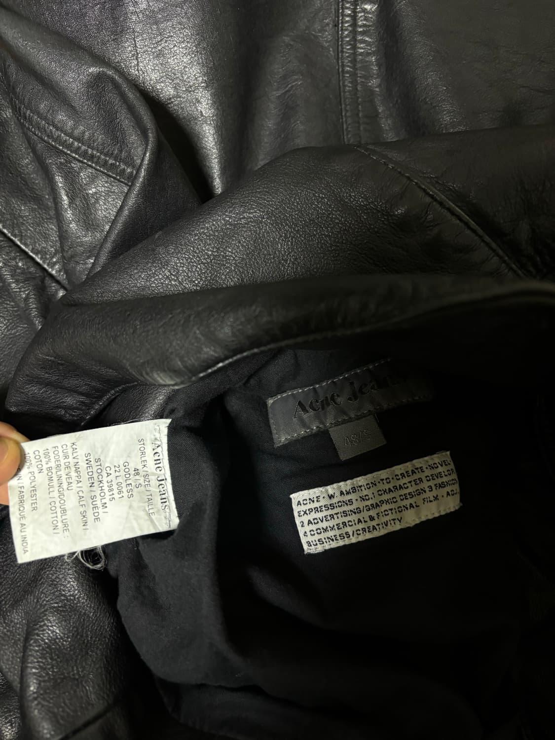 아크네 레더 바이커 자켓 상품이미지4