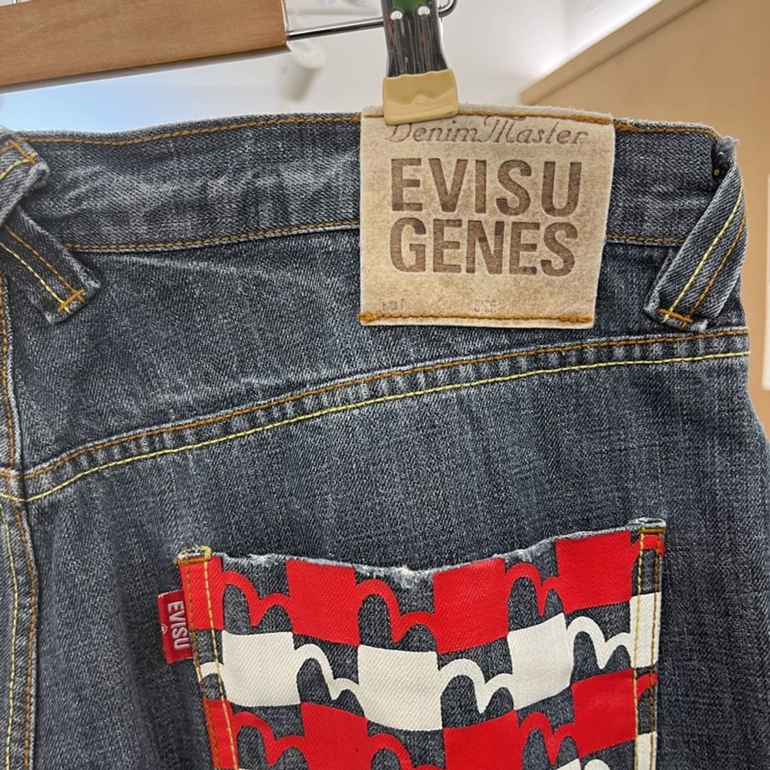 에비수 펑크 키치 하운드체크 포켓 데님팬츠 36인치 C09882 상품이미지5