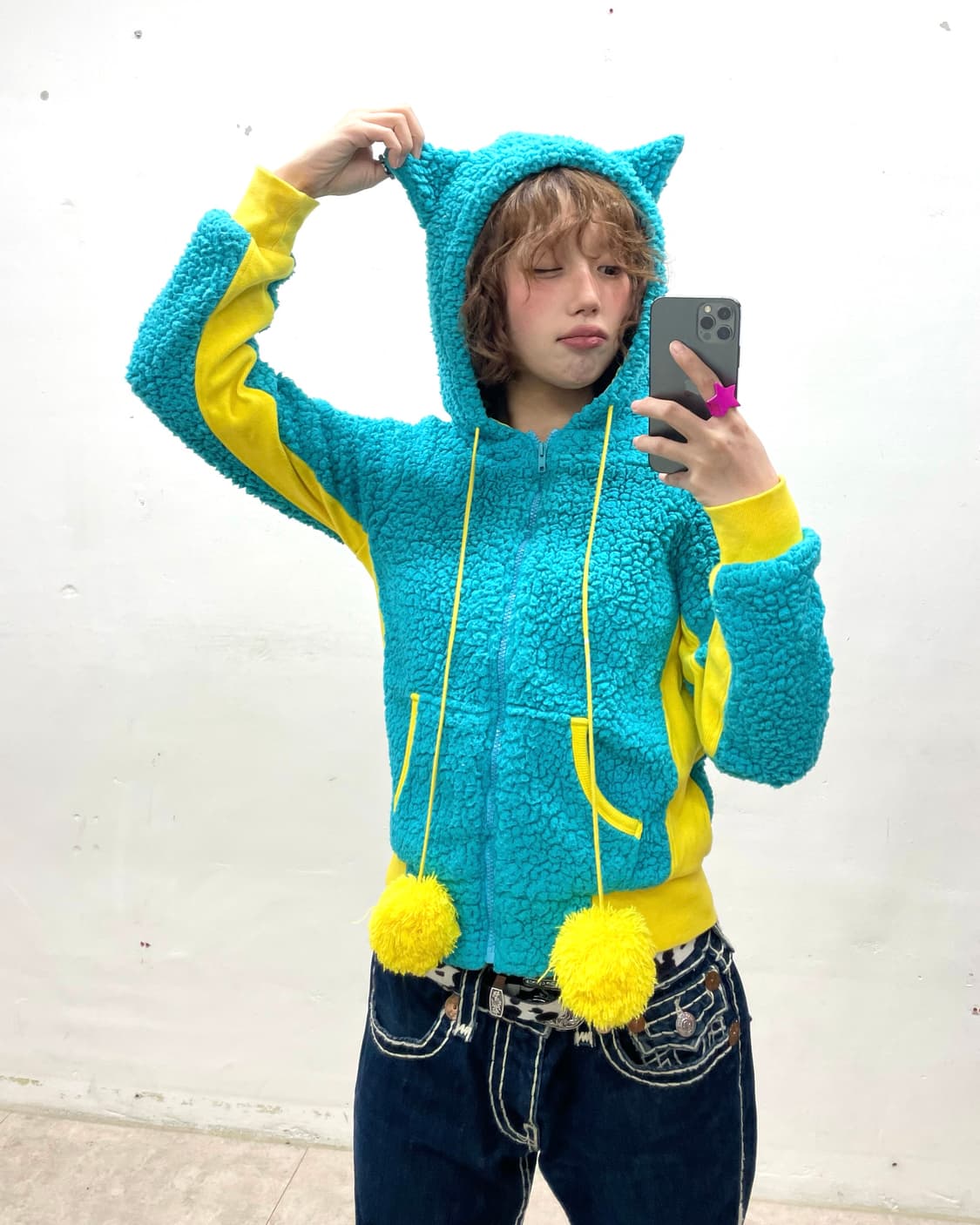 Devil's Yellow Leopard Blue Fleece  상품이미지1